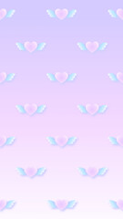 16:9ゆめかわいいハートと翼のグラデーション壁紙♡