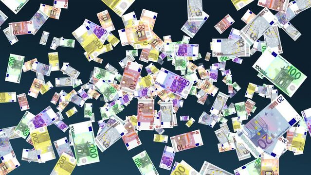 Money in Motion: Mesmerizing Animation Loop of Rotating Euro Banknotes Rotating 2160p 4k