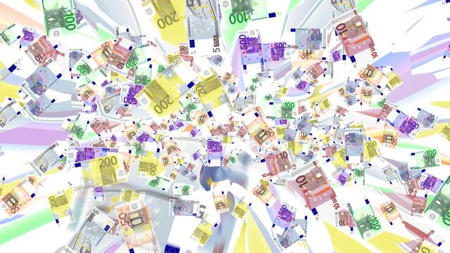 Money in Motion: Mesmerizing Animation Loop of Rotating Euro Banknotes Rotating Trail 2160p 4k