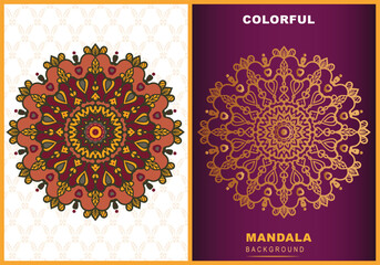 Vector luxury mandala design colorful background template