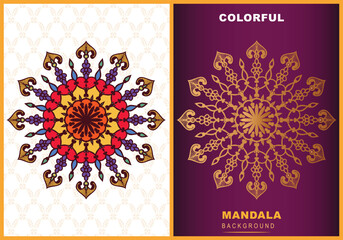 Mandala design vector luxury beauty color frame style template