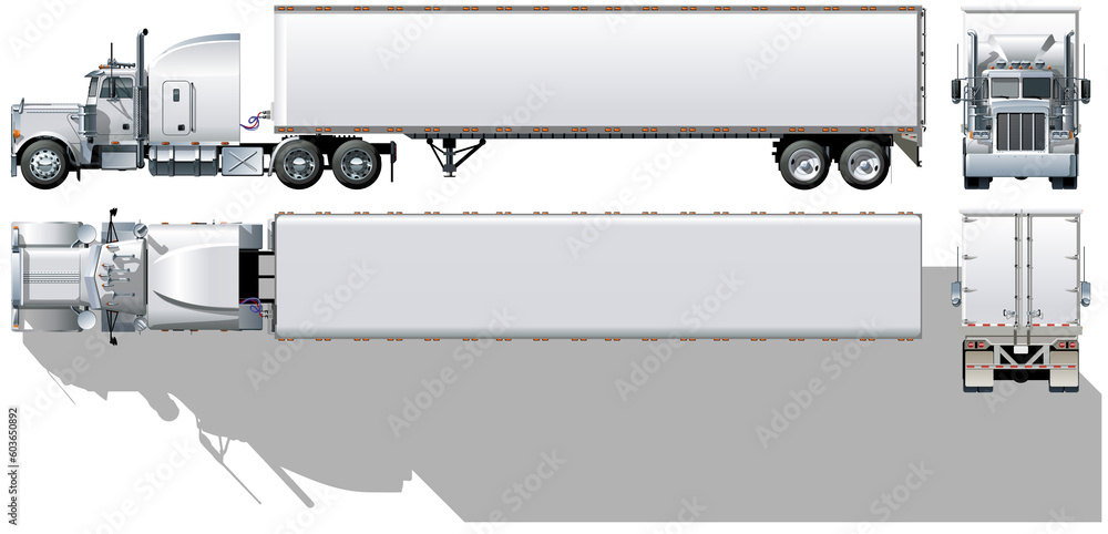 Wall mural cargo semi truck isolated on white. png format with transparency