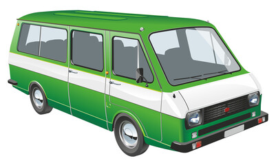 Retro mini bus isolated on white. PNG format with transparency  © Mechanik