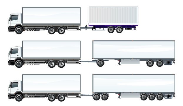 Road trains set template. PNG format with transparency
