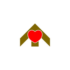 Heart and house symbol icon isolated on transparent background