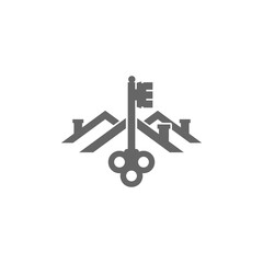 House and key icon isolated on transparent background