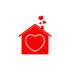 Heart and house symbol icon isolated on transparent background