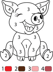 Pig Color By Number Coloring Pages