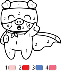 Pig Color By Number Coloring Pages