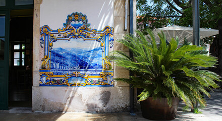 Azulejos in railway station of Pinhao in the Douro Valley in Portugal (Europe)