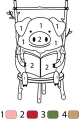 Pig Color By Number Coloring Pages