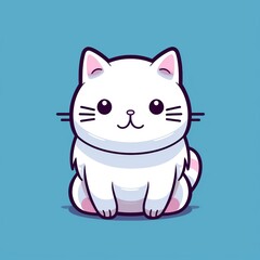 AI Generated Aesthetics kawaii style cat white outline dense color
