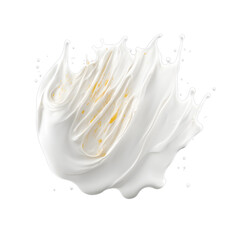 Realistic milk cream splashes isolated on a white background. PNG transparent available. Generative AI.