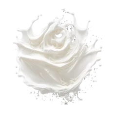 Fotobehang Realistic milk cream splashes isolated on a white background. PNG transparent available. Generative AI. © Bobby Syahronanda
