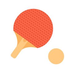 Ping pong paddle with ball semi flat colour vector object. Rubber racquet with pingpong ball. Editable cartoon clip art icon on white background. Simple spot illustration for web graphic design