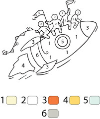Rocket Color By Number Coloring Pages