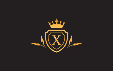 Crown and shield icon and Royal, luxury symbol vector. King, queen abstract geometric logo design 