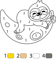 Sloth Color By Number Coloring Pages