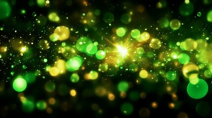 Vibrant Nebula: abstract lights. Abstract lights blur bokeh background. green black vivid background, generative AI