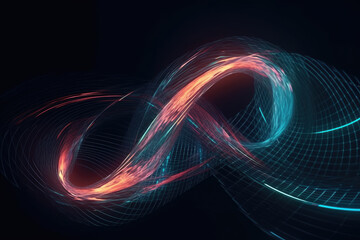 Fototapeta premium Selective focus.hyper loop or warp technology concepts with flow of Digital stream.curve swirl shape pattern. digital field and cyberspace.generative ai images 