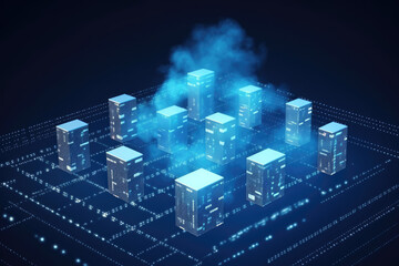 Fototapeta premium Cloud storage center technology.big data management concepts. ai generative technology