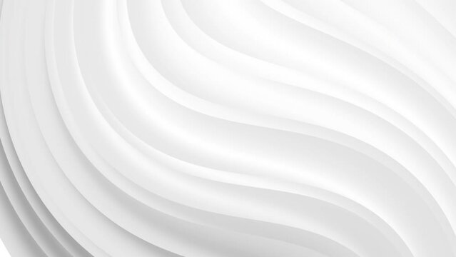 Light grey white curve waves flowing abstract 3d background. Seamless looping animation