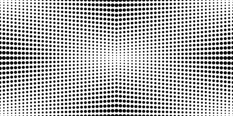 Poka dots halftone seamless pattern. Abstract graphic vector background with poka circles. Fun wallpaper with monochrome confetti. Modern simple geometric pop art backdrop. Optical illusion
