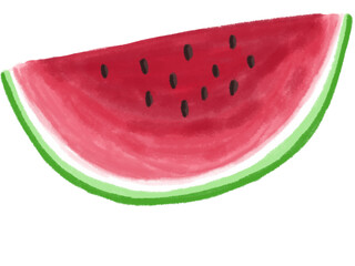 watermelon slice isolated on white background. Hand drawn pastel, crayon, oil pastel and chalk illustration