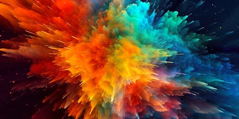 Tuinposter Mix van kleuren visualization of fractal waves