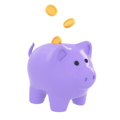 3d piggy bank with coins icon. Money creative business, financial services, saving budget, living in crisis concept. 3d render illustration.