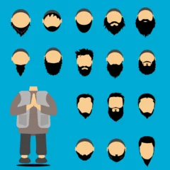 Deurstickers bearded Muslim male character template can change the type of head and beard © dikadi16