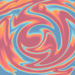 psychedelic retro swirls and patterns background/cover with noise grain blue, maroon, and orange