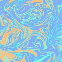 psychedelic retro swirls and patterns background/cover with noise grain blue and orange