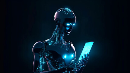 Robot, electronic and digital access, user authentication system, technology and cybernetics, computer security system, cybersecurity, information security, encryption, data protection, Generated AI.