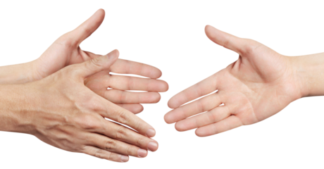 Hands greeting each other, cut out