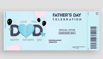 Happy Father’s Day. Happy Father’s Day poster or banner. Vector symbols of love in shape of heart for Happy Father’s Day greeting card design
