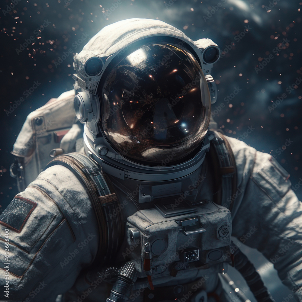 Wall mural astronaut in a spacesuit on the background of space. ai generative.