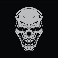 scary skull head vector logo