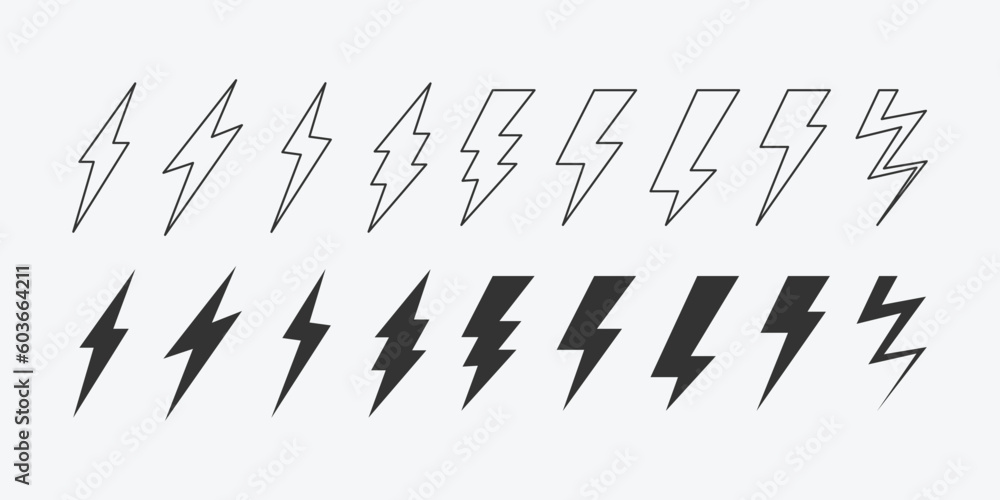 Poster thunder lighting bolt vector icon. simple isolated thunder icon. lightning symbol for web site and m