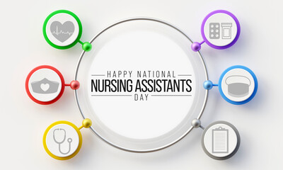 Nursing assistants day is observed every year in June, The main role of a CNA is to provide basic care to patients and help them with daily activities. 3D Rendering