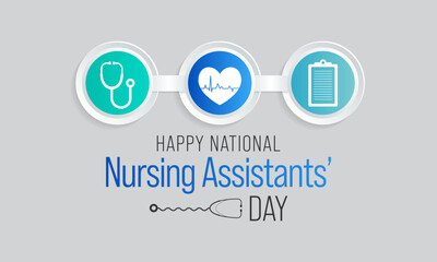 Nursing assistants day is observed every year in June, The main role of a CNA is to provide basic care to patients and help them with daily activities. vector illustration