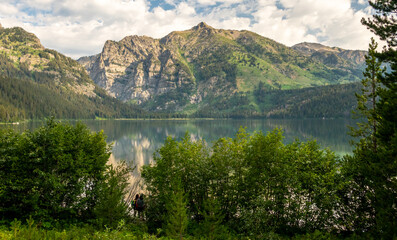 Obraz na płótnie Canvas Calm Phelps Lake on a Summer Morning in Grand Teton