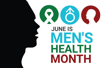 June is Men's Health month. Vector illustration Design for banner, poster or print.