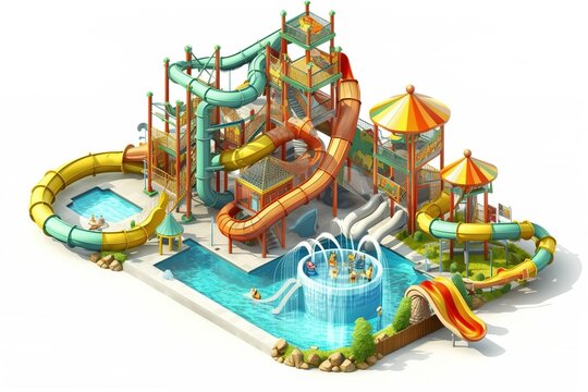 recommend clip art: water park isolated on white background. Generated by AI