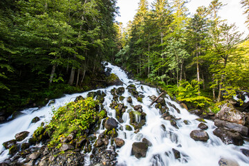 Summer in Uelhs Deth Joeu waterfall, Val D Aran, Spain