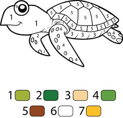 Turtle Color By Number Pages
