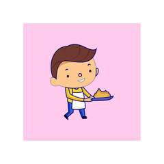 A cute boy kid made something to eat little baby icon vector illustration art