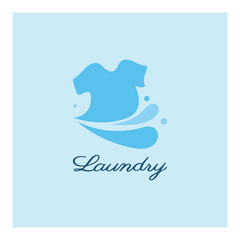 simple creative laundry logo, with the concept of a clothes or clothes washing machine, foam. water drops, logo for washing, clothes deodorizer, badge, company