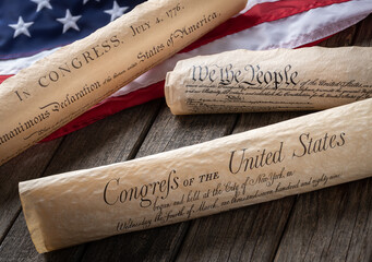Fototapeta premium Charters of freedom with the american flag