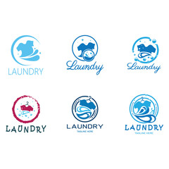simple creative laundry logo, with the concept of a clothes or clothes washing machine, foam. water drops, logo for washing, clothes deodorizer, badge, company